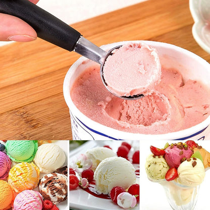 Scavino per frutta melone cucchiaio per decorare e scavare a palline frutta utensili cucina 1 count nero acciaio 16,5 cm