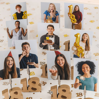 Set 10 segnaposto in Legno 18 Anni con clip portafoto per Compleanno