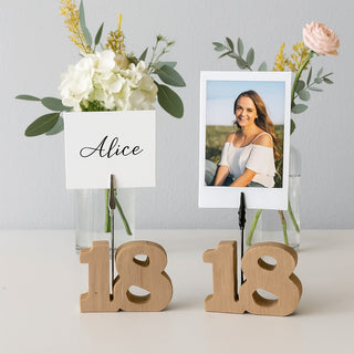Set 10 segnaposto in Legno 18 Anni con clip portafoto per Compleanno