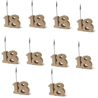 Set 10 segnaposto in Legno 18 Anni con clip portafoto per Compleanno