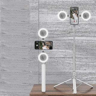 Selfie stick bluetooth con telecomando cavalletto e 2 luci ring light