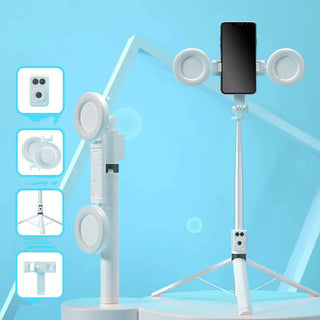 Selfie stick bluetooth con telecomando cavalletto e 2 luci ring light