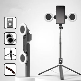 Selfie stick bluetooth con telecomando cavalletto e 2 luci ring light
