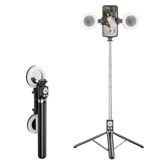 Selfie stick bluetooth con telecomando cavalletto e 2 luci ring light