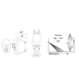 Sensore movimento per fari lampade ad incasso rileva presenza 360°