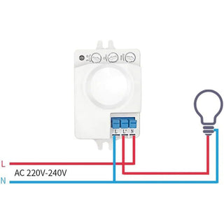 Sensore movimento a microonde interno radar 220-240V  1 a 8 metri 360°