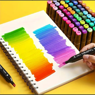 Set di 60 pennarelli vari colori a doppia punta fine e doppia