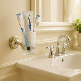 Set Bagno 6 pz acciaio lucido vetro satinato e ceramica
