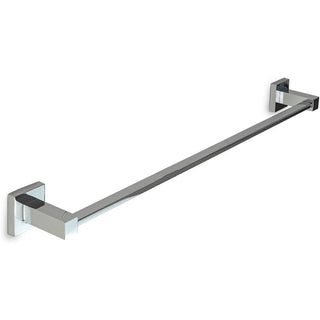 Set bagno moderno quadrato acciaio cromato e vetro satinato 6 pezzi