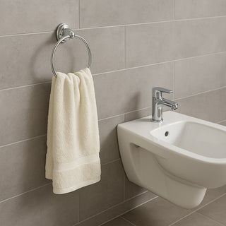 Set di 6 accessori bagno in acciaio cromato e vetro satinato opaco