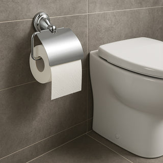 Set di 6 accessori bagno in acciaio cromato e vetro satinato opaco