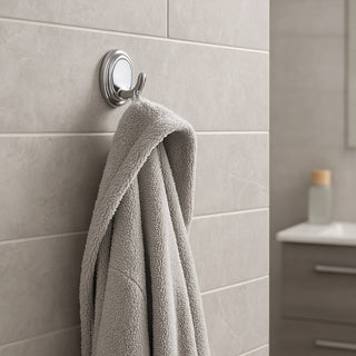 Set di 6 accessori bagno in acciaio cromato e vetro satinato opaco