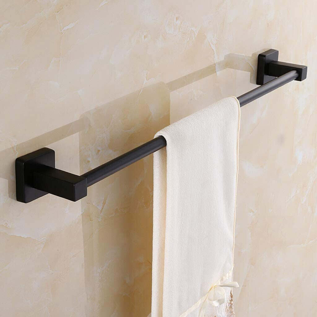 Set bagno moderno in acciaio nero vetro satinato 6 pezzi accessori bagno portasaponetta portarotolo spazzolini asciugamano