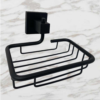 Set bagno moderno quadrato in acciaio nero vetro satinato 6 pezzi
