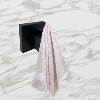 Set bagno moderno quadrato in acciaio nero vetro satinato 6 pezzi