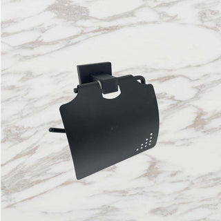 Set bagno moderno quadrato in acciaio nero vetro satinato 6 pezzi