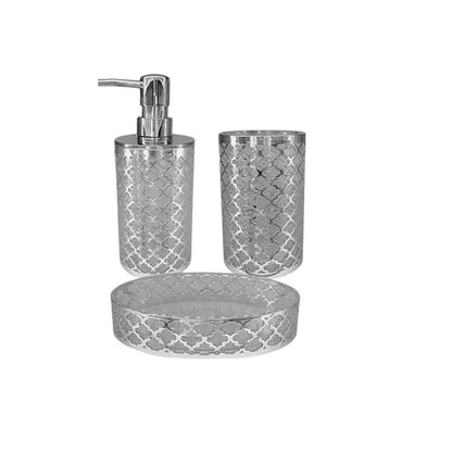 Accessori Bagno argento stile barocco con Dispenser Sapone Bicchiere portaspazzolino piattino portasapone