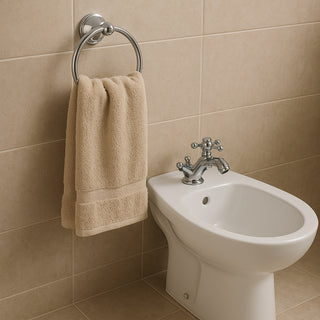 Set completo di 6 accessori in acciaio cromato e vetro satinato