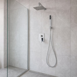 Set doccia quadrato miscelatore 2 vie soffione doccetta staffa flessibile