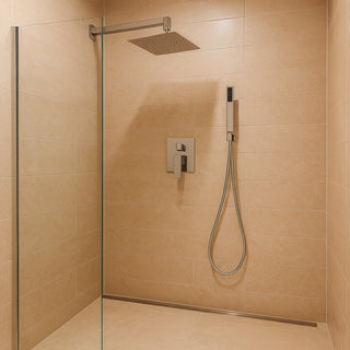 Set doccia quadrato miscelatore 2 vie soffione doccetta staffa flessibile