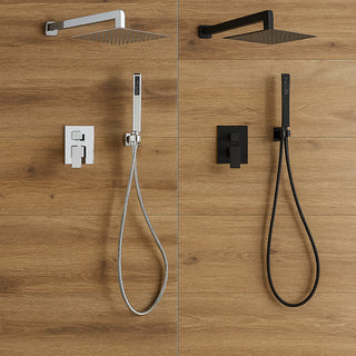 Set doccia quadrato miscelatore 2 vie soffione doccetta staffa flessibile