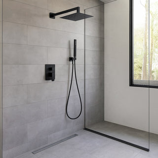 Set doccia quadrato miscelatore 2 vie soffione doccetta staffa flessibile