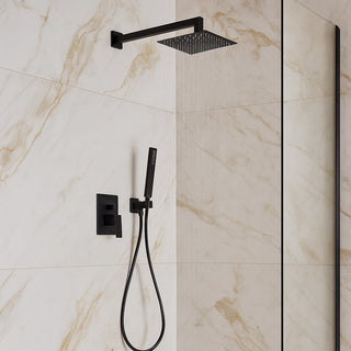 Set doccia quadrato miscelatore 2 vie soffione doccetta staffa flessibile