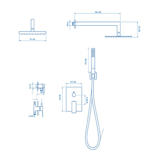 Set doccia quadrato miscelatore 2 vie soffione doccetta staffa flessibile