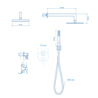 Set doccia tondo miscelatore 2 vie soffione doccetta staffa flessibile