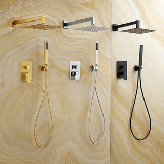 Set doccia quadrato miscelatore 2 vie soffione doccetta staffa flessibile