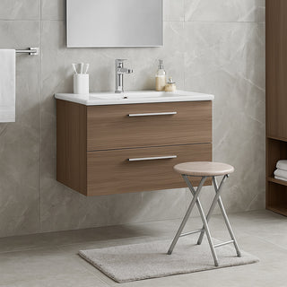 Sgabello pieghevole MDF moderno rotondo rovere chiaro salvaspazio