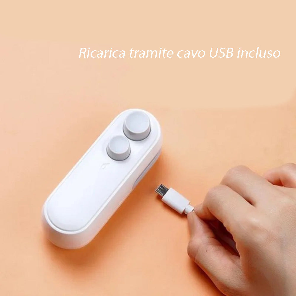 Mini sigilla sacchetti ricaricabile con usb portatile 2 in 1 sigillatrice e taglierina per sacchetti per alimenti di plastica