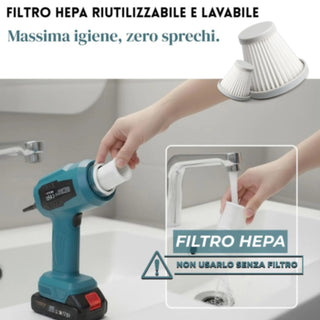 Aspirapolvere soffiatore 2in1 con batteria 48v e vari accessori