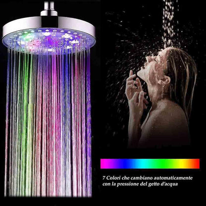 Soffione doccia con led rgb rotondo Ø 22 cm per cromoterapia doccia emozionale doccetta multicolore