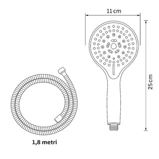 Soffione doccia con tubo flessibile e supporto 4 modalità di getto