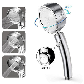 Soffione doccia con filtro anticalcare 3 getti d’acqua tasto ON/OFF
