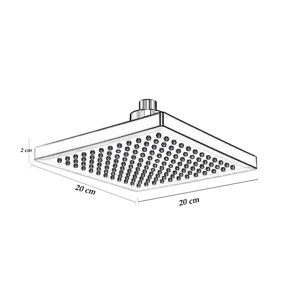 Soffione doccia con led rgb 20X20 cm per cromoterapia doccia emozionale doccetta multicolore argento