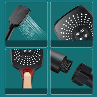 Soffione multigetto nero in abs con filtro anticalcare attacco 1/2"