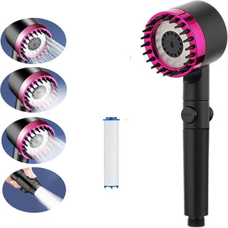 Soffione doccia 4 modalità di getto setole in silicone tasto ON/OFF