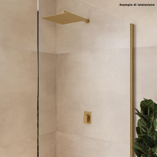 Soffione doccia ultra slim quadrato 25x25 cm oro satinato attacco ½
