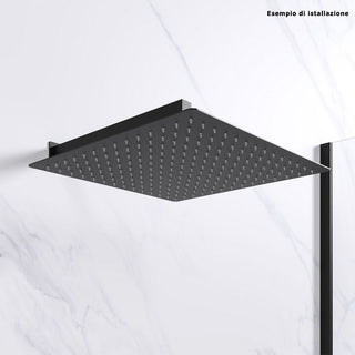 Soffione doccia ultra slim quadrato 25x25 cm nero attacco ½
