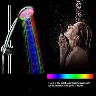 Soffione doccia con led rgb 20 e 25  cm cromoterapia multicolore