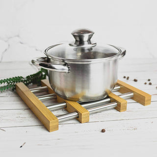 Sottopentola estensibile 22-35 cm legno e metallo per pentole e teglie