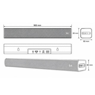Soundbar Bluetooth 180W con Telecomando 90 cm HDMI OPT AUX