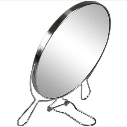 Specchio cosmetico da trucco con zoom regolabile specchio di ingrandimento portatile girevole da tavolo ø 17 cm in acciaio cromato