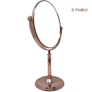 Specchio cosmetico ovale con zoom girevole oro rosa varie misure
