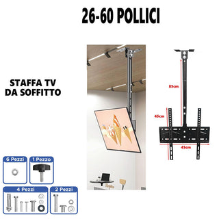 Staffa tv 26"-60” supporto da soffitto attacchi vesa 100x100 400x400mm