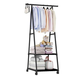 Stand appendiabiti in metallo con ruote 2 ripiani 160X55X42 cm