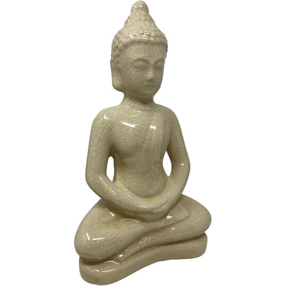 Statua buddha soprammobile decorazione casa statuetta siddharta seduto portafortuna in ceramica 35X18 cm