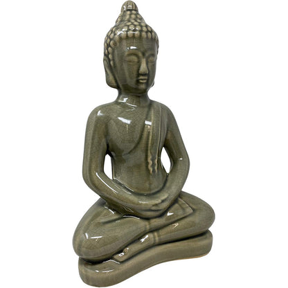 Statua buddha soprammobile decorazione casa statuetta siddharta seduto portafortuna in ceramica 35X18 cm